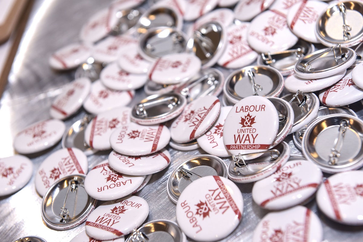 Red and white pins.