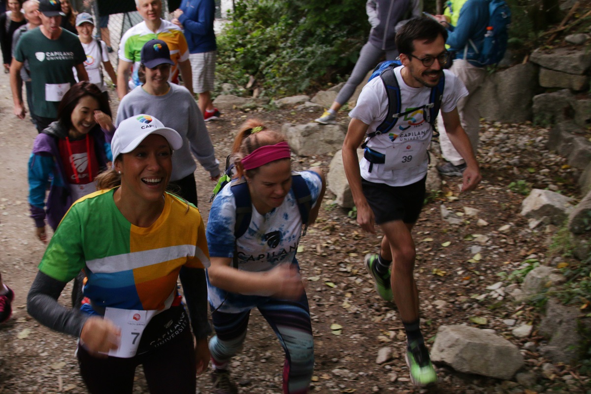 Racers from Capilano University start their ascent of the Grouse Grind.