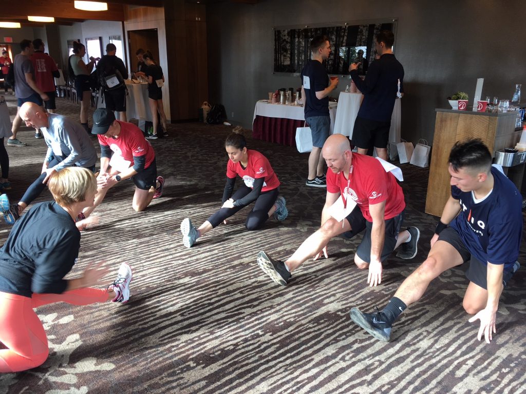people stretch after the grouse grind